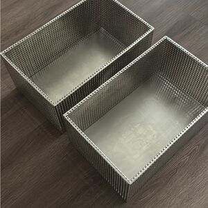 CB2 Tegan Silver Perforated Metal Storage Basket Medium